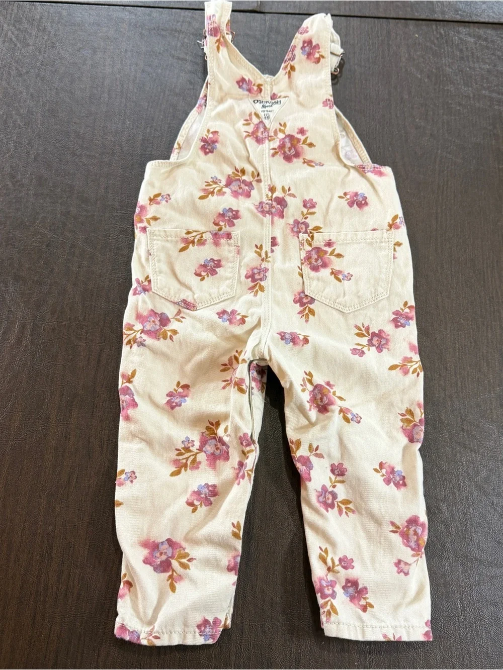 OshKosh B'gosh Cream Floral Overalls 18M 100% Cotton